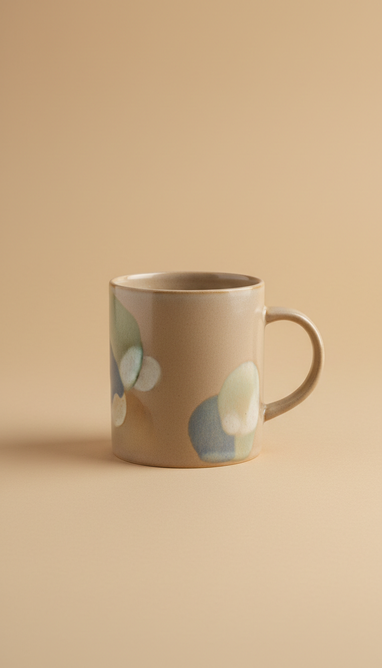 Ceramic breakfast mug with wide handle